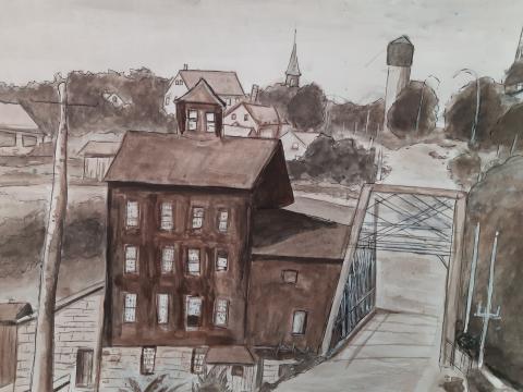 Artist rendition of historical Murphy's Mill 